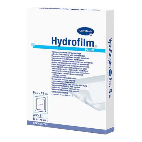 Прозрачная повязка HARTMANN Hydrofilm plus с впитывающей подушечкой 9 см х 15 см 5 шт. в Вита Экспресс