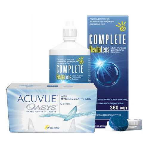 Контактные линзы Acuvue Oasys 12 линз R 8.4 -10.50 + Раствор Complete RevitaLens 360 мл в Вита Экспресс