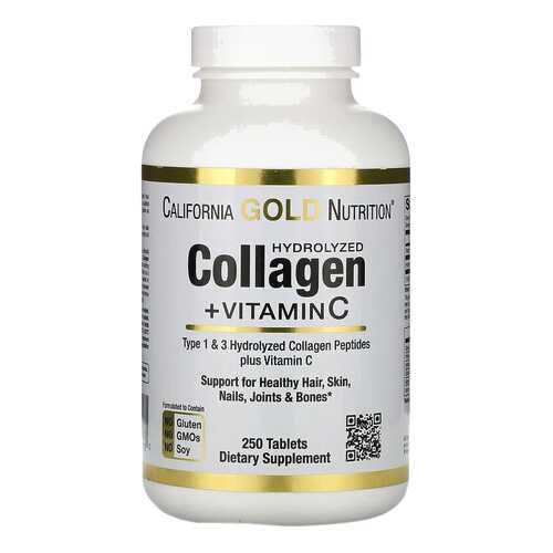 Hydrolyzed Collagen Peptides 1,3+Vitamin C California Gold Nutrition 6000 мг табл. 250 шт. в Вита Экспресс